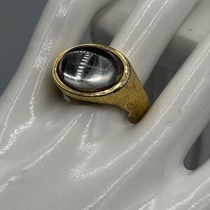 Unisex Brushed Goldtone with Faux Moonstone Cabochon JP402 2/$20